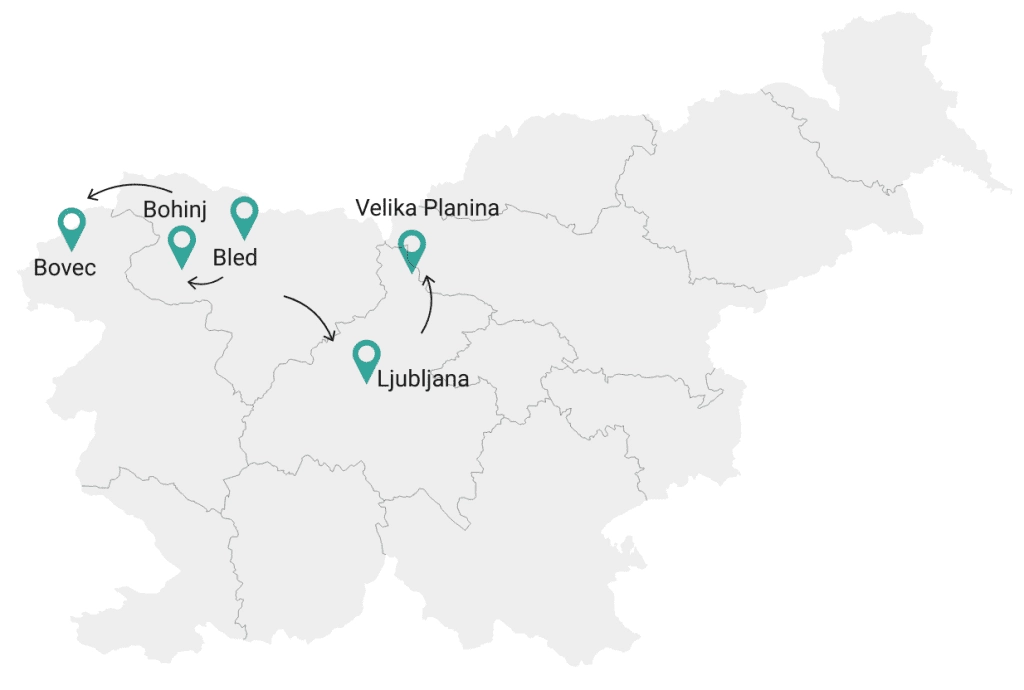 Avontuur Slovenië Tour kaart