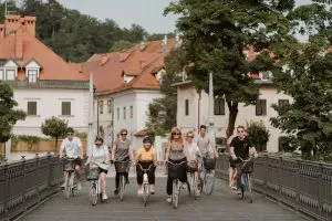 Bruggen van Ljubljana op de fiets 