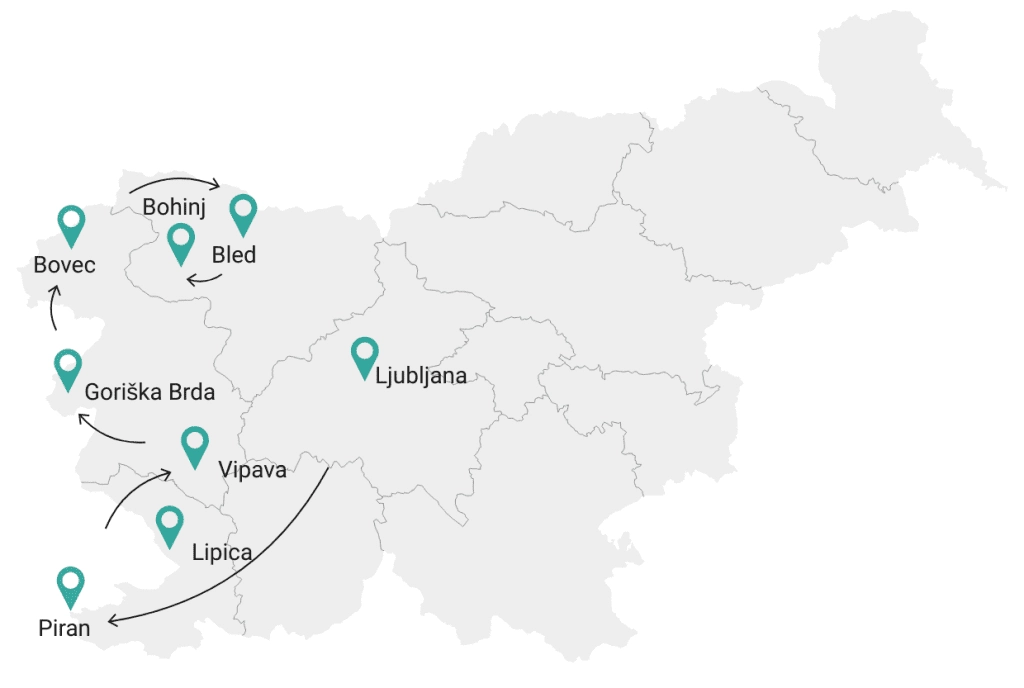 Mapa del viaje para descubrir Eslovenia