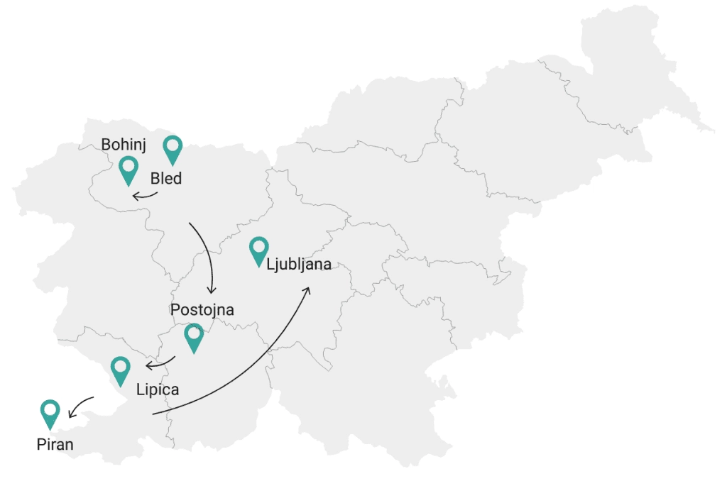 Kort over Sloveniens højdepunkter