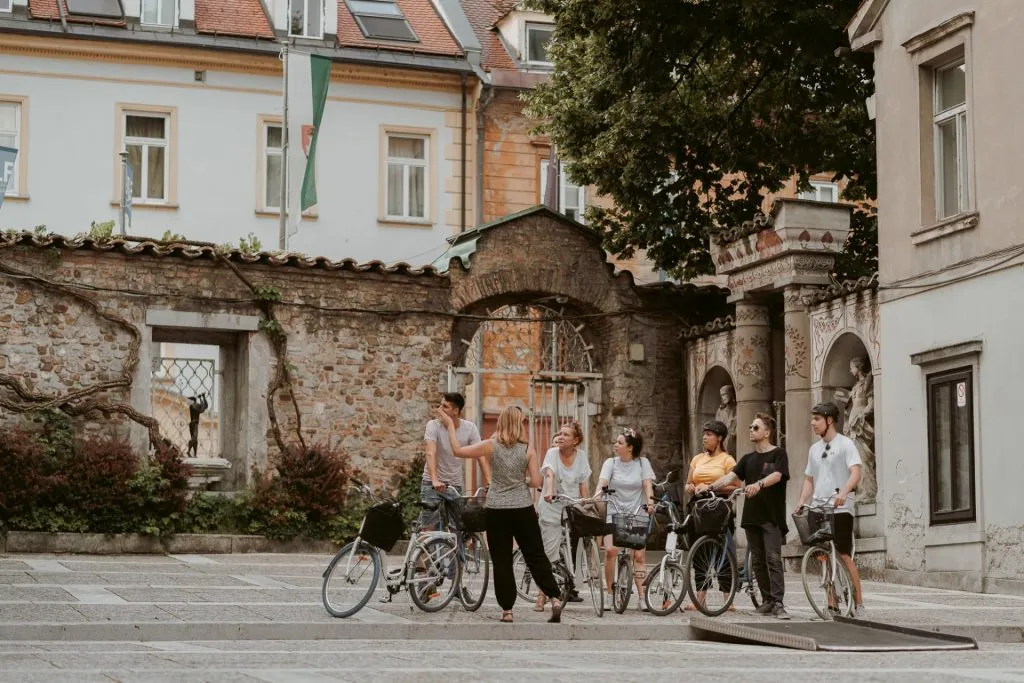 Ljubljana bike tour Plecnik theatre