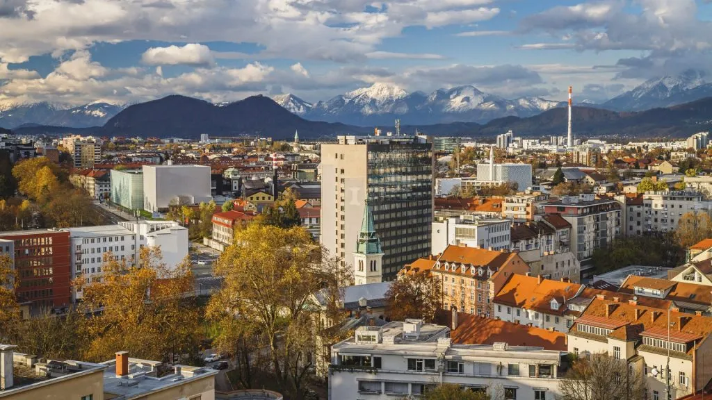 Panorama of Ljubljana in autumn