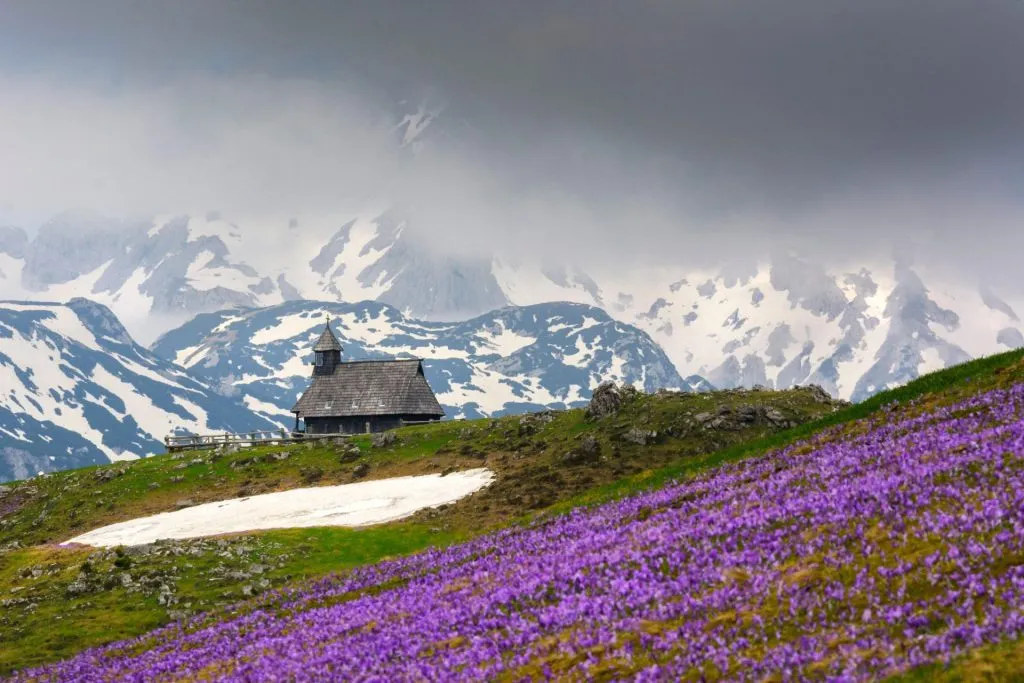 Velika Planina in het voorjaar 